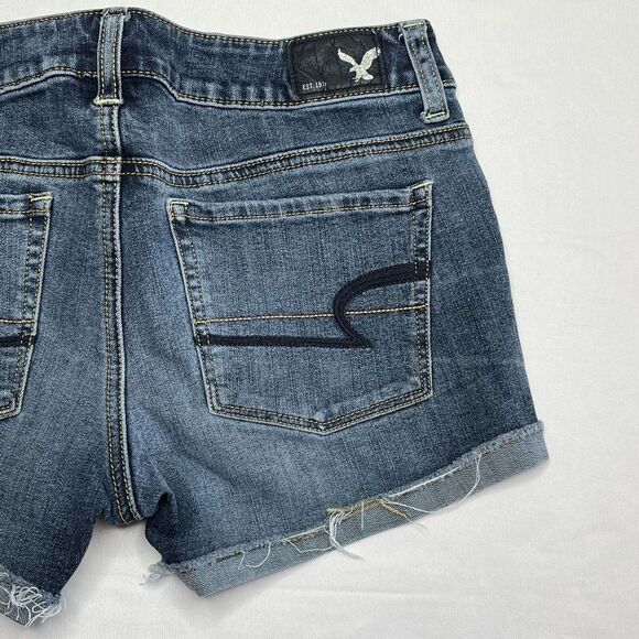 American Eagle Outfitters‎ Shortie Blue Denim Cutoff Shorts Size 4 - Picture 5 of 8